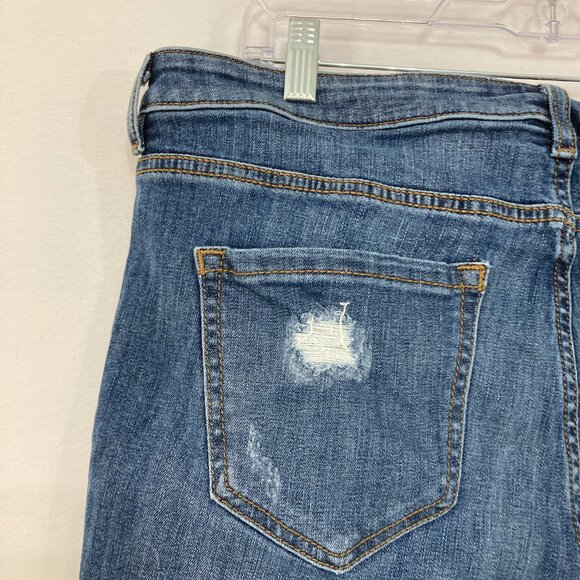 Lane Bryant size 18 Blue Medium Wash Light Distressed Boyfriend Jeans - Picture 9 of 10